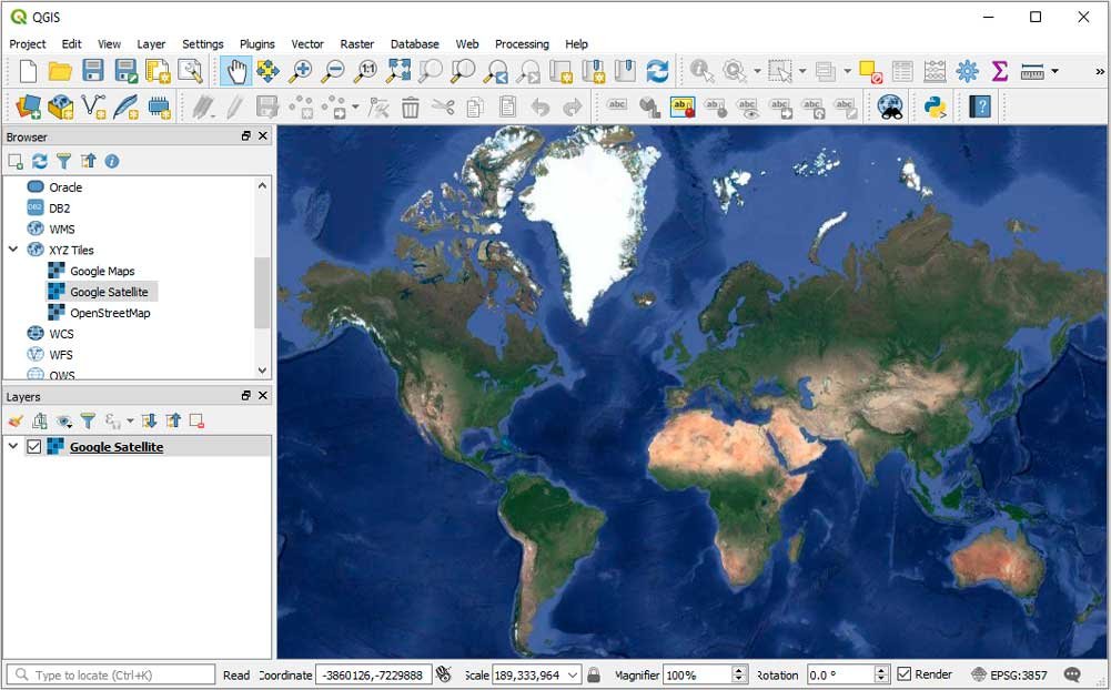 Google Satellite on QGIS 3