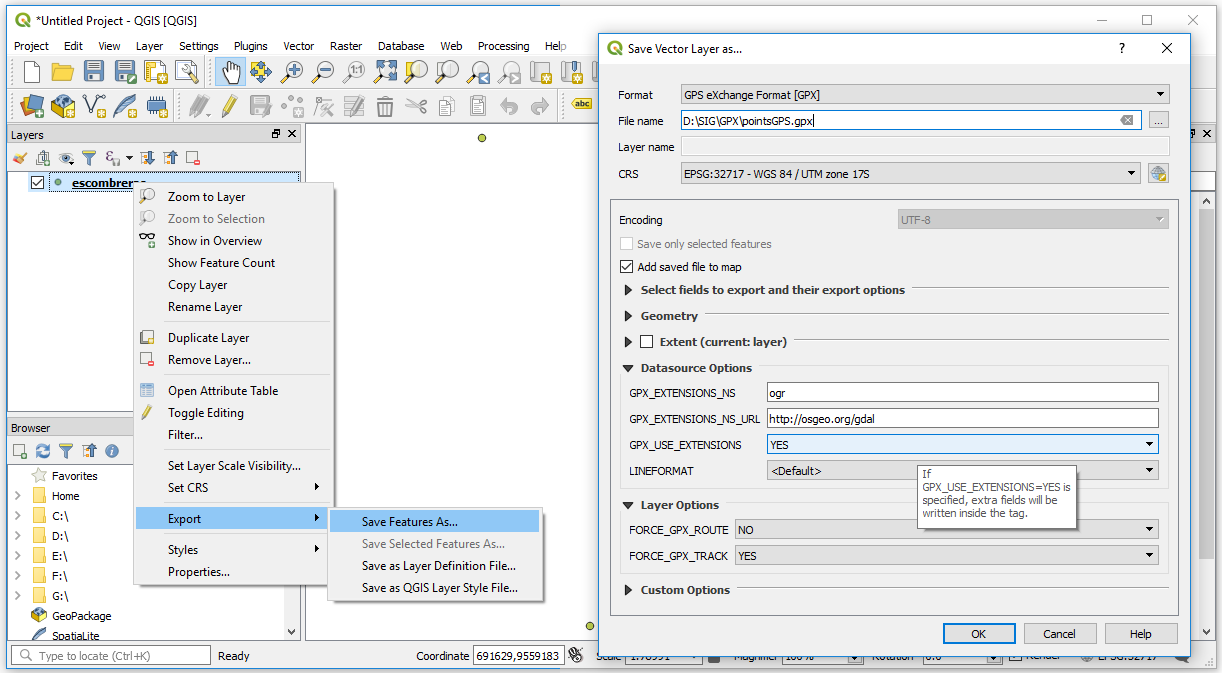 Convert SHP files to GPX in QGIS 3