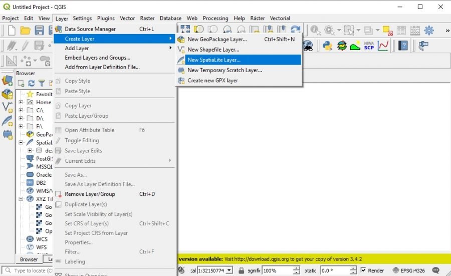 New spatialite layer