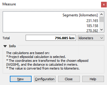 The measure tool info box